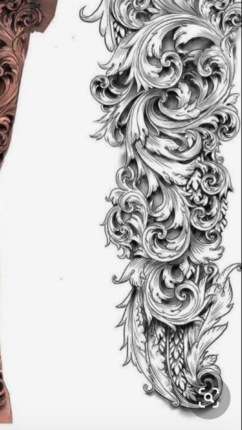 Filagree Design Tattoo, Sleeve Tattoos Arm, Paisley Tattoo Sleeve, Tattoo Filler Ideas Sleeve Backgrounds, Geometric Tattoo Sleeve, Geometric Tattoo Filler, Filler Tattoo Designs, Baroque Tattoo, Paisley Tattoo