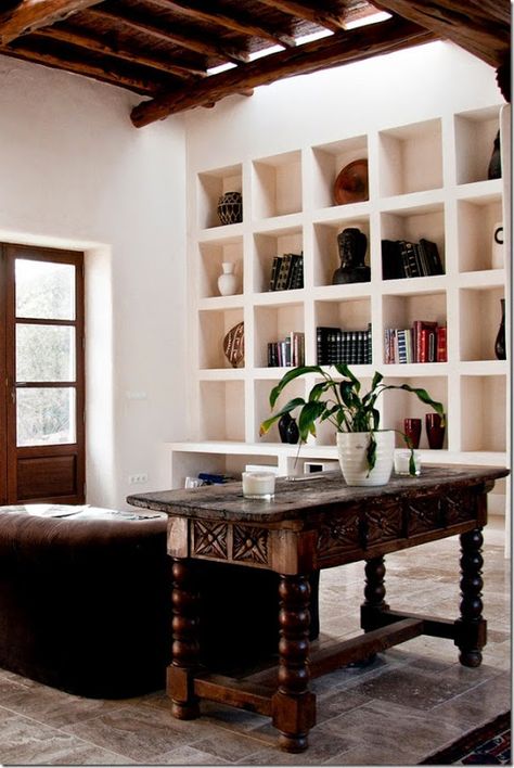 . Coffered Wall, Wall Bookcase, Wall Cubbies, Ibiza Villa, Casa Cook, Beautiful Villa, Ibiza Style, Mediterranean Home Decor, Spanish Style Home