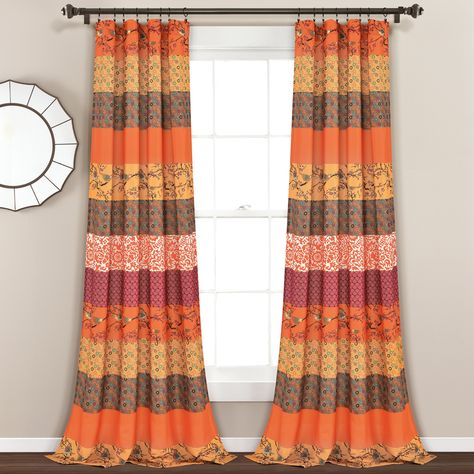 Bohemian Maximalist, Traditional Design Style, Rideaux Boho, Orange Curtains, Lush Decor, Boho Curtains, Sheer Curtain Panels, Beautiful Windows, Rod Pocket Curtain Panels