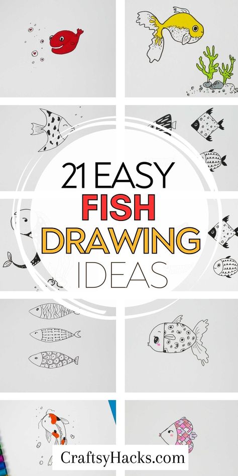 Dive into our Ultimate Fish Drawing Ideas Collection! Discover easy drawings for kids, mesmerizing doodle art drawings, and more! A great way to learn how to draw with these ocean inspired creatures. Doodle Fish Art, Color Fish Drawing, Draw A Crab Easy, Underwater Cartoon Drawing, Draw Turtle Easy, Cartoon Sea Animals Drawing, Doodle Fish Easy, Swimming Fish Drawing, Fish Tank Drawing Art