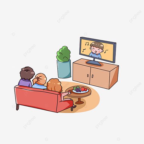 Family Watching Tv Drawing, Family Watching Tv Illustration, Watching Tv Art, Watching Tv Drawing, Watching Tv Illustration, Man Watching Tv, Tv Clipart, Tv Illustration, Illustration Reference