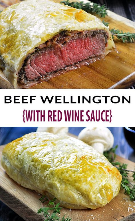 Individual Wellington, Gordon Ramsey Beef Wellington, Red Wine Reduction Sauce, Individual Beef Wellington, Wellington Recipe, Beef Tenderloin Recipes, Filet Mignon Recipes, Beef Wellington Recipe, Red Wine Sauce