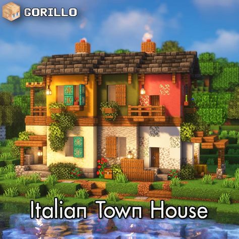 Gorillo (@gorilloyt) • Instagram photos and videos Minecraft Venice Town, Minecraft Italy Village, Italian Minecraft Builds, Minecraft Italian Builds, Minecraft Town House Ideas, Italian Village Minecraft, Colourful Minecraft House, Minecraft Italian Town, Minecraft Spanish Villa