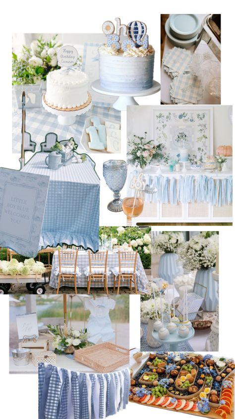 Coastal Grandmother Baby Shower Theme, Blue And White Gingham Baby Shower Ideas, Baby In Bloom Boy Shower Ideas Blue, Preppy Baby Shower Ideas, Simple Blue Baby Shower Ideas, Baby In Bloom Blue Shower Ideas, Blue Jean Baby Shower Theme, Blue Bow Baby Shower Theme, Blue Gingham Baby Shower Ideas