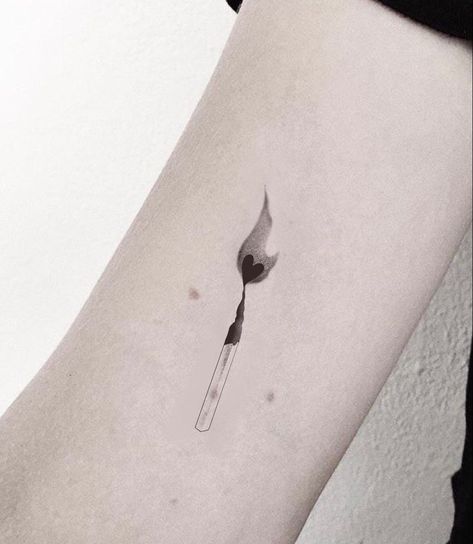 Fireproof Tattoo, Lit Match Tattoo, Burning Match Tattoo, Fire Tattoo For Women, Match Stick Tattoo, Matchstick Tattoo, Abstract Tattoo Ideas, Stick Tattoo, Matching Friend Tattoos