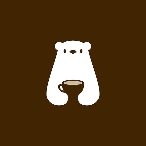 Bear Drinking Coffee Illustration, Bear Coffee Logo, Coffee Mug Logo, Mug Logo Design, Coffee Design Logo, Bear Graphic Design, Cute Bear Illustration, Coffee Logos, Coffee Cup Cafe