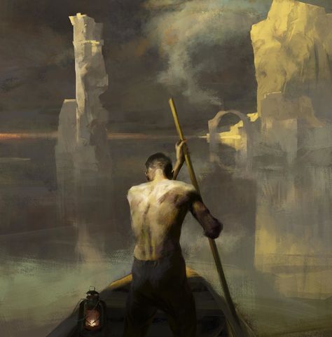 ArtStation - River Styx, Xenia Malikova River Styx Aesthetic, Styx Aesthetic, Arte Peculiar, Art Of Man, Concept Artist, Classical Art, Traditional Paintings, Male Art, Surreal Art