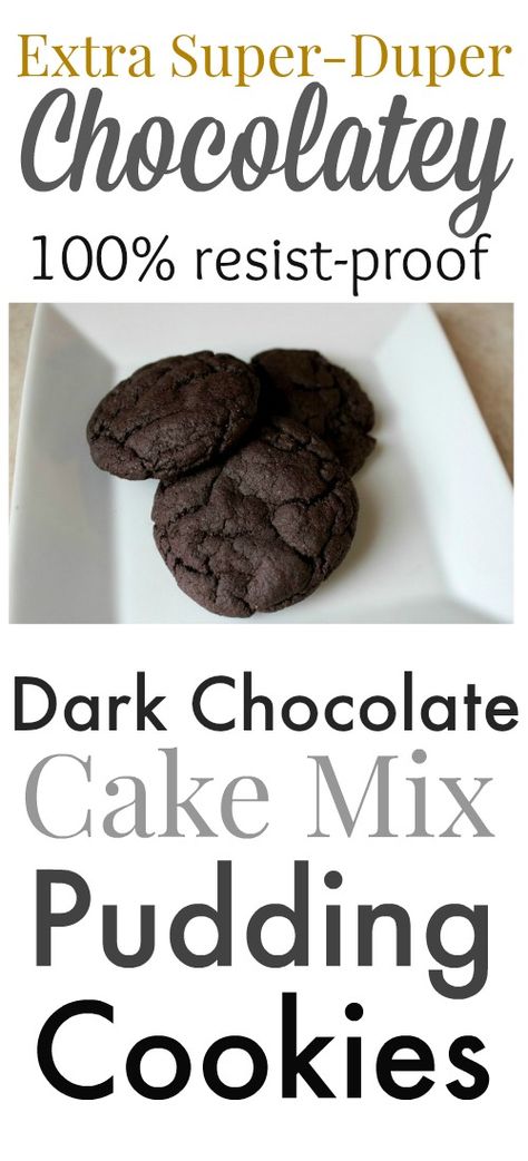 This is my FAVORITE chocolate cookie recipe, hands down! So easy to throw together with pudding mix and cake mix and always loved by everyone! Cake Mix Pudding Cookies, Crockpot Chocolate Cake, Too Much Chocolate Cake, Hershey Chocolate Cakes, Pudding Cookies Recipes, Chocolate Cookie Recipe, Chocolate Cake Mix Cookies, Chocolate Zucchini Cake, Easy Christmas Cookie Recipes