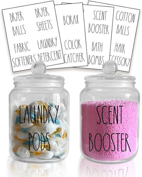 Laundry Room Organization Jars with Labels, Glass Containers for Laundry Detergent Laundry Powder, Farmhouse Laundry Pods Storage Organizers, Laundry Soap Dispenser, Scent Booster Holder (Clear) Containers For Laundry Detergent, Laundry Soap Dispenser, Laundry Detergent Dispenser, Detergent Laundry, Laundry Powder, Laundry Pods, Laundry Scents, Storage Organizers, Detergent Dispenser