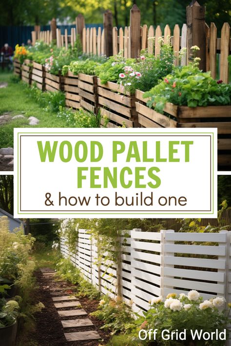 Looking for creative and affordable ways to spruce up your backyard? Discover the world of pallet fences that will turn your outdoor space into a beautiful, eco-friendly haven. From rustic to modern designs, we hope these pallet fence ideas and tips will inspire you to build your own! Wooden Pallet Fence, Pallet Edging, Pallet Picket Fence, Pallet Garden Fence, Pallet Privacy Fences, Pallet Fence Ideas, Pallet Fences, Pallet Fence Diy, Grass Alternatives