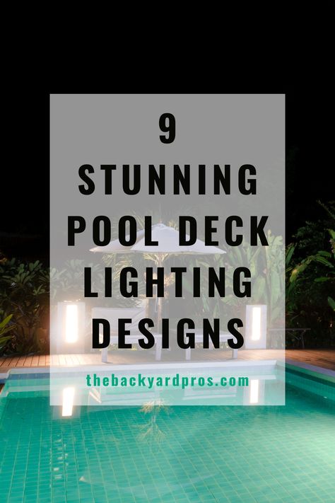 Unleash the beauty of your pool deck after dark with these 9 captivating lighting inspirations. From sleek and modern to charmingly rustic, find the perfect ambiance to suit your style and elevate your outdoor living experience. Outdoor Lighting By Pool, Outdoor Lighting Around Pool, Landscape Lighting Around Pool, Pool Fence Lighting Ideas, Solar Lights Around Above Ground Pool, Pool Lighting Ideas Above Ground, Lighting Around Pool Ideas, Pool Deck Lighting Ideas, Outdoor Pool Lighting Ideas