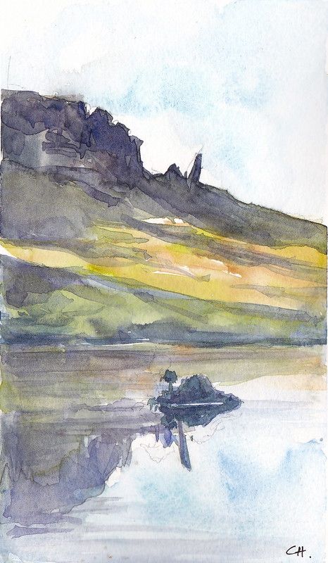 The Old Man of Storr, Isle of Skye, Scotland | The Storr is … | Flickr Scotland Painting, Watercolor Scenery, Rocky Hill, Isle Of Skye Scotland, The Isle Of Skye, Skye Scotland, Isle Of Skye, The Isle, Old Man