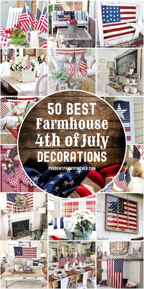 From patriotic porch ideas to 4th of July tablescapes, there are farmhouse 4th of July decorations for every room in your home. Patriotic Porch Ideas, 4th Of July Tablescapes, Farmhouse 4th Of July, Patriotic Porch, Patriotic Centerpieces, Fourth Of July Decorations, Farmhouse Decorating, Fourth Of July Food, Fourth Of July Decor