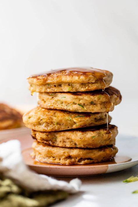 Banana Zucchini Pancakes, Zucchini Pancake, Zucchini Oatmeal, Bread Pancakes, Well Plated, Holiday Meal Planning, Recipe Developer, Zucchini Pancakes, Clean Breakfast