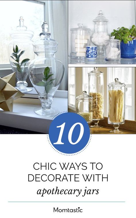 10 Chic Ways To Decorate With Apothecary Jars Clear Vase Filler Ideas, Apothecary Jar Decor, Jar Filler Ideas, Apothecary Jars Decor, Cloche Decor, Jar Fillers, Glass Apothecary Jars, Clear Vases, Jar Decor