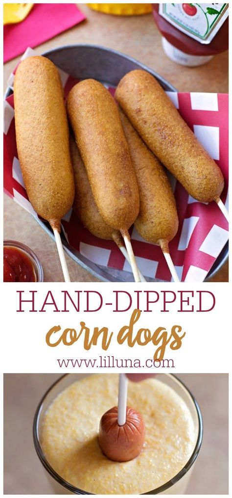 This recipe is a beyond simple delicious hand-dipped corn dog making you never want to buy store-bought again! #handdippedcorndogs #corndog #corndogs Best Corndog Recipe, Fair Corn Dog Recipe, Best Corn Dog Recipe, Hand Dipped Corn Dogs, State Fair Corn Dogs Recipe, Easy Corndogs Recipe, Corndogs Homemade, Corn Dogs Homemade, Corndogs Recipe