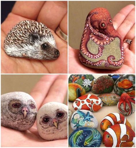 Painted Rock Animals, Paper Craft Videos, Glass Bottle Crafts, Decoration Originale, Pet Rocks, Bottle Crafts, Stone Art, Craft Videos, Diy Outdoor