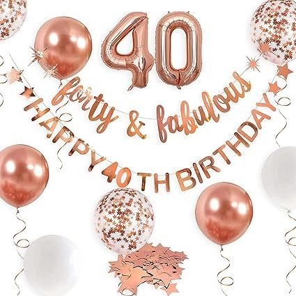 Rose Gold Forty & Fabulous Happy 40th Birthday Banner Garland Foil Balloon 40 for Rose Gold Pink Womens 40th Birthday Hanging Cheers to 40 Years Old Birthday 40 and Fabulous Birthday Party Decorations : Amazon.ca: Health & Personal Care 90th Birthday Banner, 60th Birthday Banner, 50th Birthday Banner, 40th Birthday Banner, 30th Birthday Banner, 90th Birthday Decorations, Happy 75th Birthday, 60th Birthday Decorations, Birthday Decorations For Men