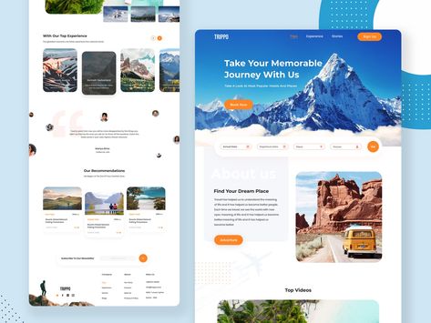 Hello Guys!  Here is a Travel agency landing page. I try to make visually better with typography, color also playing with shapes.  I hope you like it. Don't forget to show me some ❤ by pressing (L)... Agency Landing Page Design, Travel Agency Website, Agency Landing Page, Travel Website Design, Typography Color, Design Sites, Agency Website Design, Online Travel Agency, Dashboard Ui