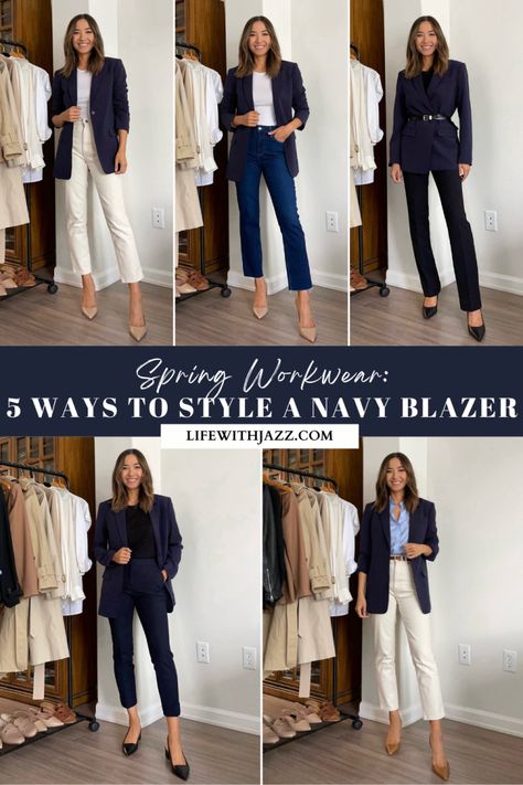 Navy Blue Blazer Work Outfit, Navy Blue Suit Outfits Women, Navy Linen Blazer Outfit Women, Blue Linen Blazer Outfit Women, Navy Blue Office Outfits Women, Blue Button Down Shirt Outfit Work, Navy Blazer Outfits For Women, Dark Blue Blazer Outfits For Women, Navy Blue Outfit Ideas Casual