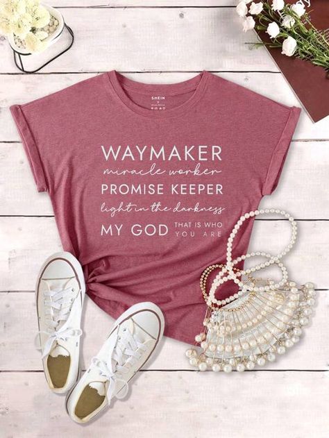 size 14 (XXL) in pink Cute Christian Tshirt Designs, Christian Shirts For Women, Christian Tshirts Women, Christian Clothes, Slogan Graphic Tee, Tshirts Women, Christian Tshirt Design, Women Slogan, Cricut Shirts