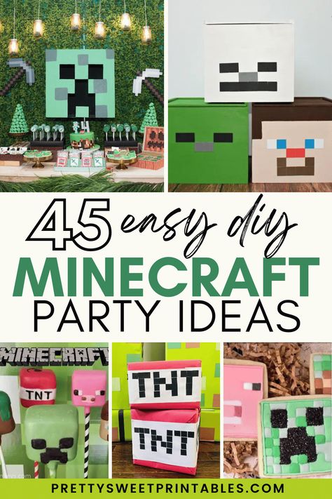 Minecraft party ideas Minecraft Birthday Party Games, Minecraft Party Ideas, Minecraft Party Games, Minecraft Birthday Party Ideas, Diy Minecraft Birthday Party, Unique Birthday Party Ideas, Minecraft Party Decorations, Minecraft Birthday Cake, Minecraft Theme