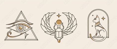 Fine Line Egyptian Tattoo, Egyptian Motifs Pattern, Egyptian Line Art, Egyptian Symbols And Meanings, Egyptian Symbol Tattoo, Egyptian Tattoo Designs, Scarab Beetle Tattoo, Simple Tattoo With Meaning, Bastet Tattoo