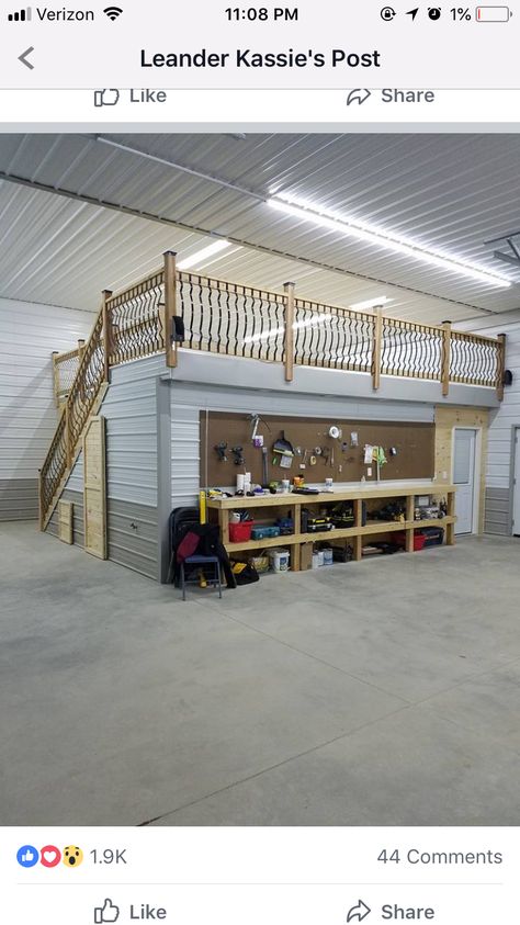 Barn Loft Ideas, Pole Barn Loft, Pole Barn Shop, Metal Shop Building, Pole Barn Garage, Building A Pole Barn, Barn Loft, Building A Garage, Barn Shop