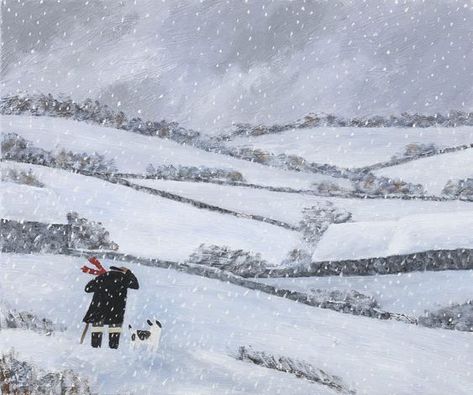 Gary Bunt Gary Bunt, Snow Paintings, Janet Hill, Naive Illustration, Painting Snow, Winter Illustration, Holiday Decor Ideas, I Love Winter, Nature Artwork