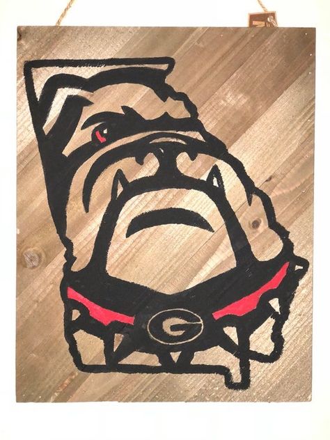 Georgia Bulldogs Wallpaper, Georgia Bulldogs Decor, Football Painting, Georgia Wallpaper, Bulldog Football, Bulldog Wallpaper, Football Paintings, Bulldog Decor, Bulldog Tattoo