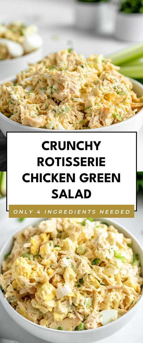 Image for Crunchy Rotisserie Chicken Green Salad Green Chicken Bowl, Rotisserie Chicken Recipes Salad, Rotisserie Chicken Salad Recipe Healthy, Healthy Lunch Sides, Shredded Rotisserie Chicken Recipes, What To Make With Rotisserie Chicken, Chicken Rotisserie Recipes, Healthy Lunch Salads, Shredded Chicken Salad Recipe