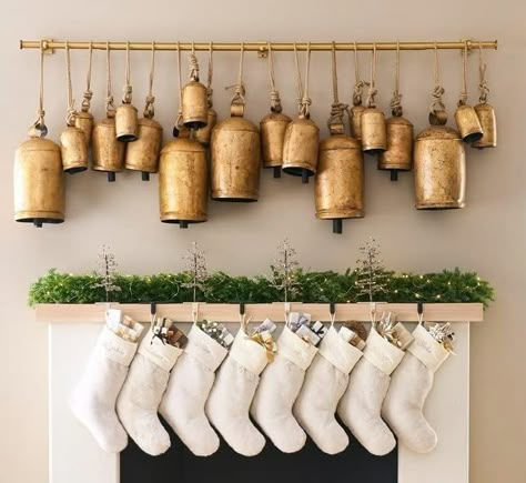 PRICES MAY VARY. 🔔 Set of 15 Shabby Chic Rustic Style Wall Hanging Bells. 🔔 The golden color is actually a covering of brass. These bells are then baked in fire giving them their unique shades of brown rustic color. 🔔 These cowbells have been purposely given a very rough look. Each bell has been individually handmade , hence small variations are possible. 🔔 Can be used for various purposes- to make Christmas wreaths, wind chimes, and wedding decorations. 🔔 Made In India Product by the Fines Bright Pottery, Hanging Bell, Tin Metal, Cow Bell, Christmas Trends, Brass Bells, Christmas Decorations Rustic, Vintage Bell, Thanksgiving Decor