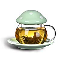 Check this out! Mushroom Cup, Kawaii Mushroom, Cute Tea Cups, Tea Forte, Tea Brewer, Mushroom Tea, Blooming Tea, Mushroom Coffee, Glass Tea Cups