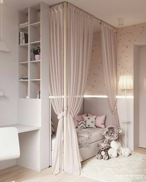 Wonderful Girls Bedroom Sets, 16 Year Old Girl Bedroom Ideas #GirlsBedroomIdeas: Feel like to try this style? Bed Nook, Bedroom Setup, Girl Bedroom Designs, Canopy Bed, Girl Bedroom Decor, Big Girl Rooms, Baby Bedroom, White Furniture