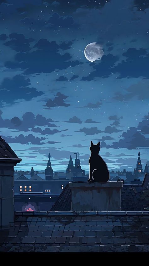 Cat Moon Wallpaper, Artwork Wallpaper, Cat Moon, Moon Wallpaper, In The Moon, Cute Cats Photos, Anime Artwork Wallpaper, Cat And Dog, Cat Wallpaper