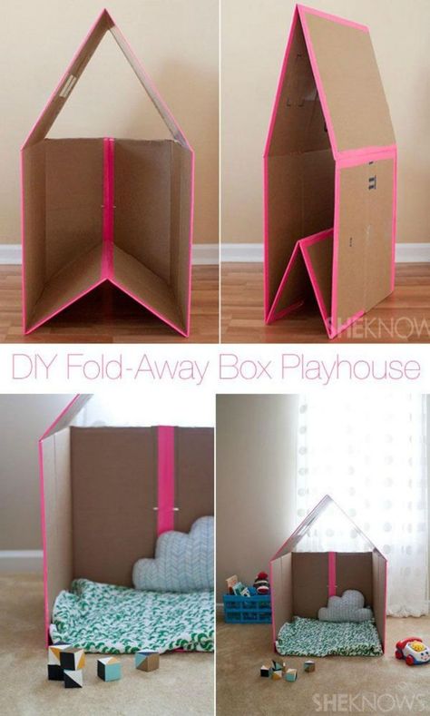 Cardboard Box Playhouse, Cardboard Box Playhouse Diy, Uppfostra Barn, Cardboard Play, Carton Diy, Diy Playhouse, Kids Rooms Diy, Cat Embroidery, Vans Shoe