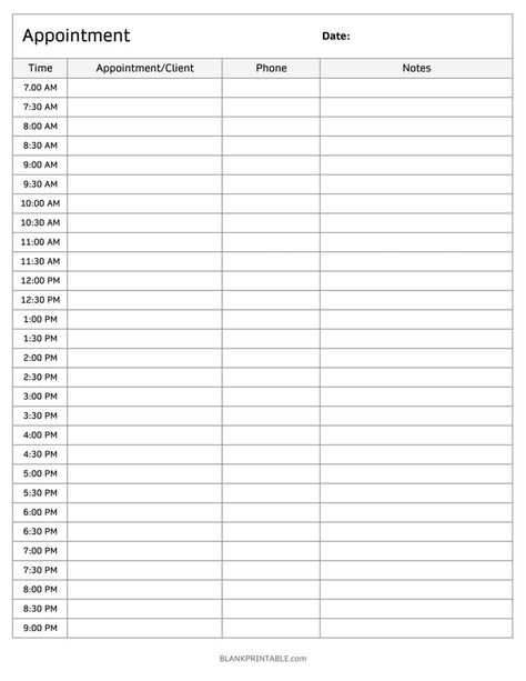 Daily Appointment Calendar Printable Template. Download Blank Planner to add client details, phone number, name, assigned time, notes. Daily Appointment Planner, Calendar Planner Template, Monthly Printable, Appointment Calendar, Appointment Planner, Social Media Marketing Plan, Calendar Planner, Daily Planner Pages, Work Nails