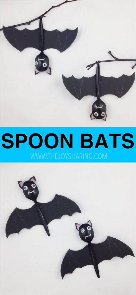 Spooky Spoon, Bats Crafts Preschool, Bats Craft, Bat Crafts, Story Spoons, Halloween Bats Crafts, Holidays Crafts, Bat Craft, Halloween Class Party