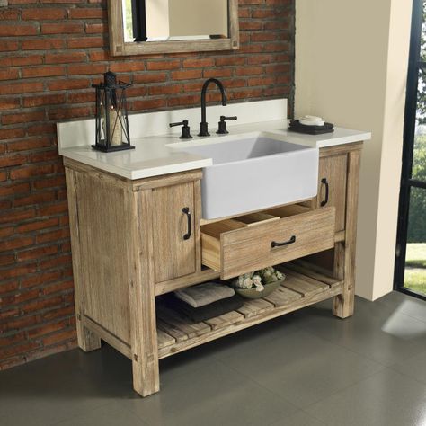 Fairmont Designs 1507-FV48 Napa 48" Bathroom Vanity | QualityBath.com Free Standing Bathroom Vanity, Standing Bathroom Vanity, Farmhouse Vanity, Bathroom Vanity Designs, Farmhouse Bathroom Vanity, Rustic Bathroom Vanities, Country Bathroom, Vanity Design, Vintage Bathroom