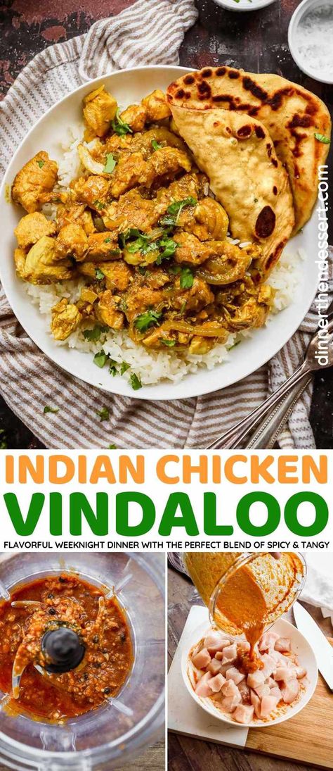 Indian Chicken Vindaloo is made wonderfully spicy and tangy with ginger, cumin, cardamom, garam masala, and brown sugar in a rich sauce. South Indian Chicken Recipes, Chicken Vindaloo Recipe, Vindaloo Sauce, India Recipes, Vindaloo Recipe, Turkey Dinners, Chicken Vindaloo, Indian Chicken Recipes, Food Indian