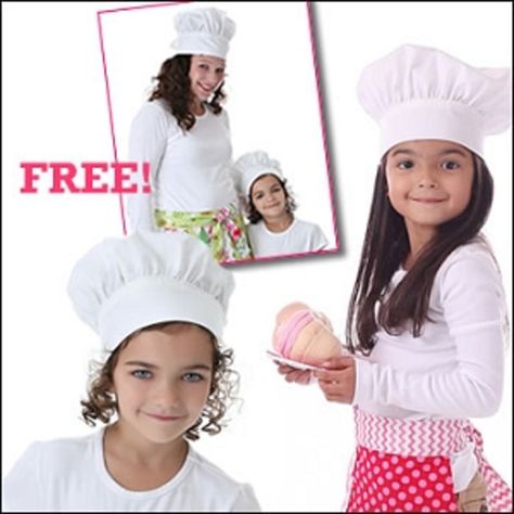 Cook up something special in the kitchen by making a chef hat for both you and your child! Chef Hats For Kids, Chef Hats, Hat Patterns To Sew, Chef Hat, Sewing Aprons, Aprons Patterns, Chefs Hat, Kids Apron, Cooking With Kids