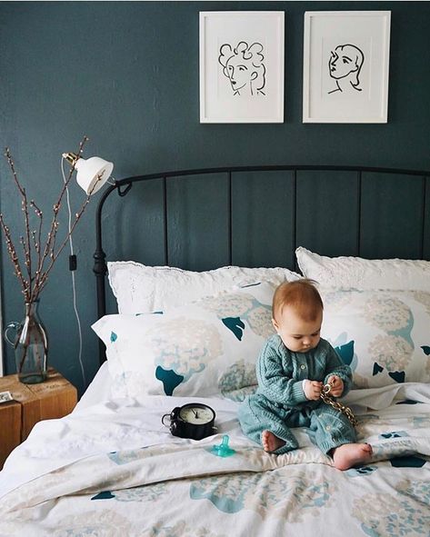 @francois_et_moi :: Behr paint color: Brooklyn Bedroom Colors Behr, Blue Gray Bedroom, Behr Paint Colors, Rustic Bedroom Decor, Slow Design, Emily Henderson, Trendy Bedroom, Bedroom Paint, Blue Bedroom