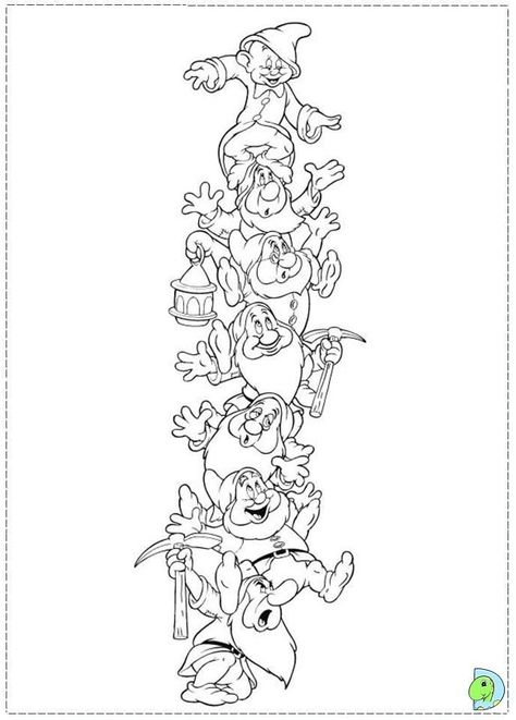 Seven Dwarves Snow White Coloring Pages, Disney Sleeve, Snow White Seven Dwarfs, Disney Princess Snow White, Sette Nani, The Seven Dwarfs, Disney Colors, Seven Dwarfs, Disney Coloring Pages