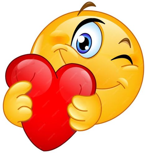 Premium Vector | Winking Emoji Emoticon Hugging a Red Heart Showing Love and Care Flying Kiss Emoji, Love Smiley Emoji, Emoji Man Love, Funny Emoticons Love, Cute Heart Emoji, Hug Emoticon, Tiktok Emoji, Wink Emoji, Love Heart Emoji