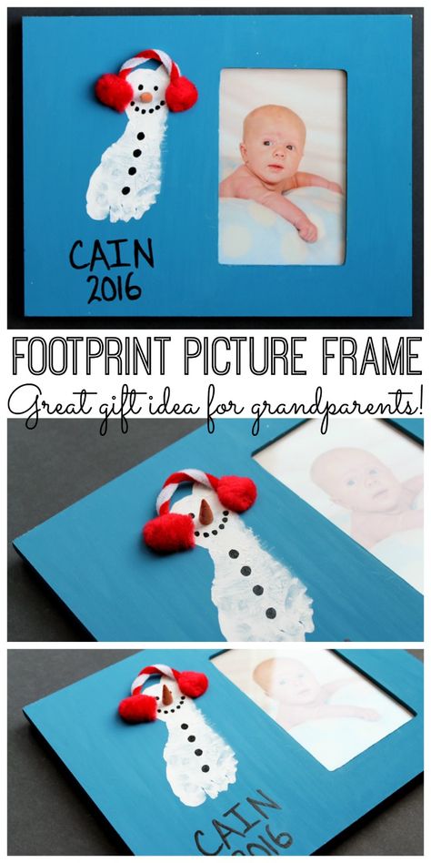 Baby Christmas Crafts, Footprint Craft, Baby Photo Frames, Picture Frame Crafts, Parents Christmas, Footprint Crafts, Christmas Crafts For Toddlers, Christmas Gifts For Parents, Daycare Crafts