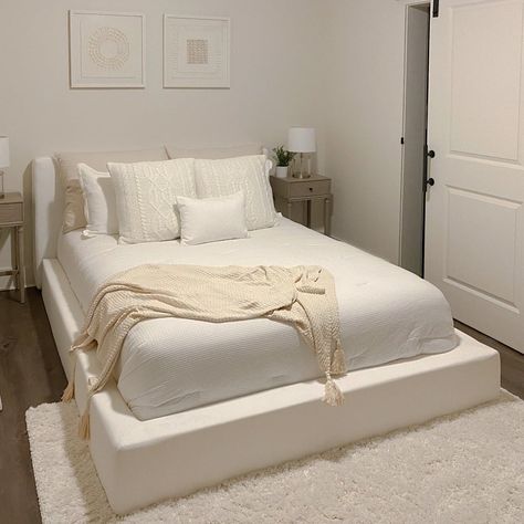 Basic Bedroom, Low Profile Bed Frame, Low Platform Bed, Low Profile Bed, Future Bedroom, White Bed Frame, Minimalist Bed, Modern Platform Bed, Low Bed