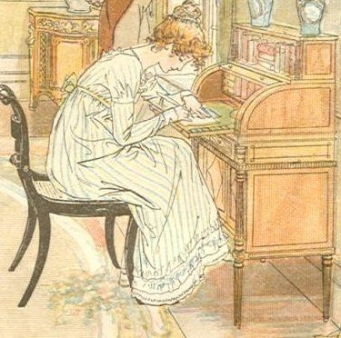 Woman at writing desk   Regency Historic Aesthetic, Jane Austen Mansfield Park, Regency Aesthetic, Images Victoriennes, Book Of Common Prayer, Jane Austen Novels, Mansfield Park, Jane Austin, Jane Austen Books