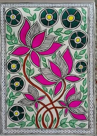 Madhubani Paintings Peacock, Gond Painting, Madhubani Paintings, Lotus Painting, Indian Painting, Madhubani Art, Interior Painting, Madhubani Painting, Indian Folk Art