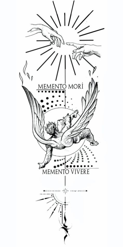 Memento Mori Amor Fati Tattoo, Medium Arm Tattoos, Greek Mythology Tattoos Men, Tattoos Greek Mythology, Icarus Tattoo Design, Memento Mori Tattoo Ideas, Best Tatto, Icarus Tattoo, Inside Of Arm Tattoo