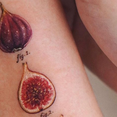 Seulki Park on Instagram: "fig.1 fig.2 fig.3 (each size 1inch🔍 @abii_tattoo @vismstudio 📧 abii@vismstudio.com #botanicaltattoo #figtattoo #fruittattoo #berrytattoo #latattoo #latattooartist #losangelestattoo #fig #microtattoo" Fig 1 Fig 2 Tattoo, Fig Tattoo Sylvia Plath, Fig Tattoo, Fig Painting, Fish Bone Tattoo, Fig Art, Traditional Tattoo Flash Art, Fruit Tattoo, Father Tattoos